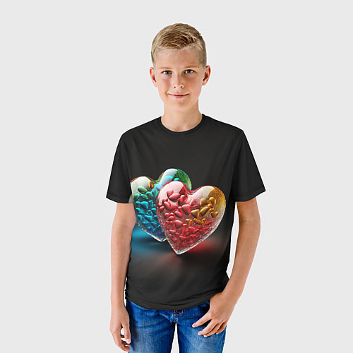 Детская футболка Сердечки для влюблённых / 3D-принт – фото 3