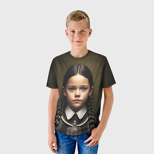 Детская футболка Нейросеть - Уэнсдэй / 3D-принт – фото 3