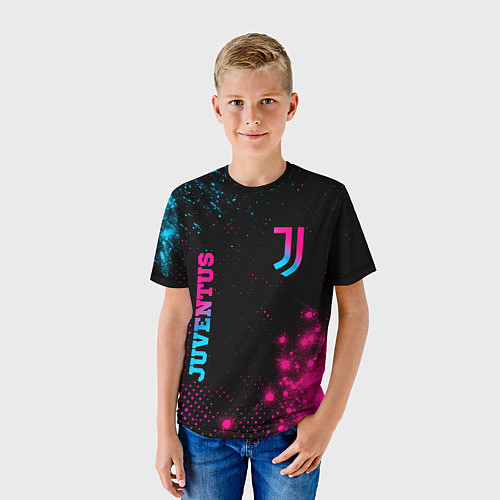 Детская футболка Juventus - neon gradient: надпись, символ / 3D-принт – фото 3