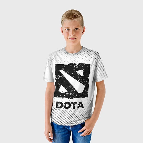 Детская футболка Dota с потертостями на светлом фоне / 3D-принт – фото 3