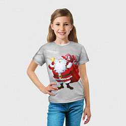 Футболка детская Санта Клаус и колокольчик, цвет: 3D-принт — фото 2