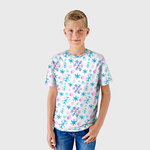 Детская футболка Снежинки - новый год / 3D-принт – фото 3