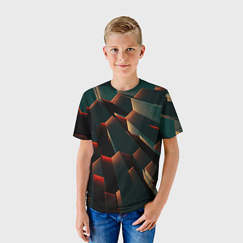Детская футболка Абстрактная геометрия во тьме / 3D-принт – фото 3