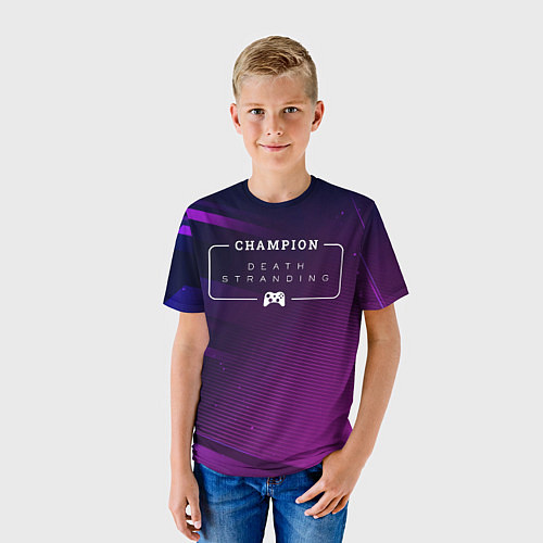 Детская футболка Death Stranding gaming champion: рамка с лого и дж / 3D-принт – фото 3