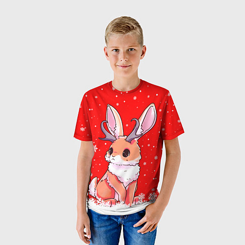 Детская футболка Кролик олень - кролик с рожками / 3D-принт – фото 3