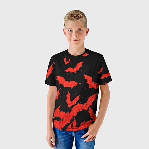 Детская футболка Летучие мыши красные / 3D-принт – фото 3