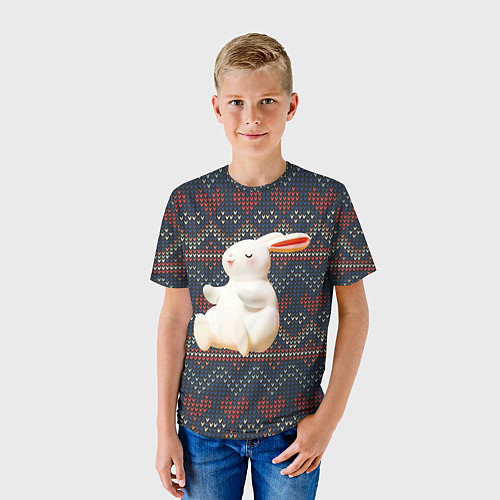 Детская футболка Большой белый кролик / 3D-принт – фото 3