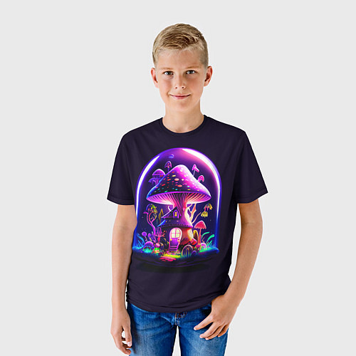 Детская футболка Волшебный неоновый гриб в банке / 3D-принт – фото 3