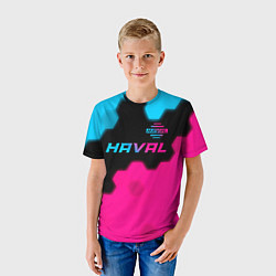 Футболка детская Haval - neon gradient: символ сверху, цвет: 3D-принт — фото 2