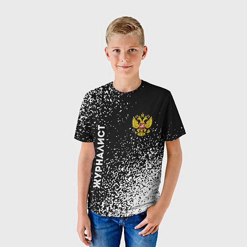 Детская футболка Журналист из России и герб РФ: надпись, символ / 3D-принт – фото 3