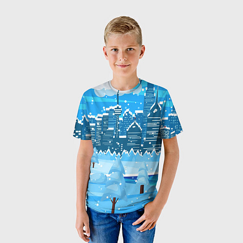 Детская футболка Снежный город / 3D-принт – фото 3