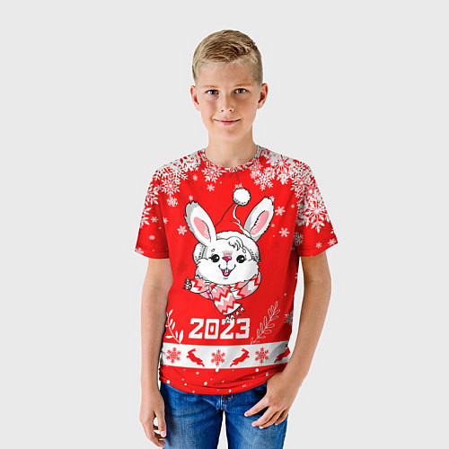 Детская футболка Праздничный кролик 2023 / 3D-принт – фото 3