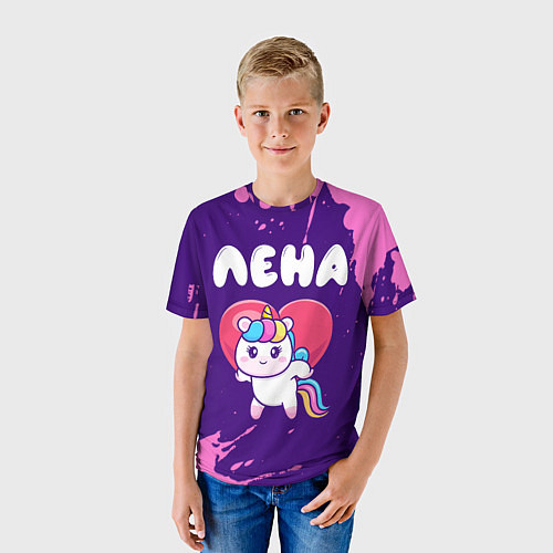 Детская футболка Лена единорог с сердечком / 3D-принт – фото 3