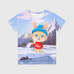 Футболка детская Зайчик чистит снег, цвет: 3D-принт