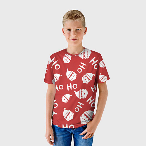 Детская футболка Дед Мороз - Ho Ho / 3D-принт – фото 3