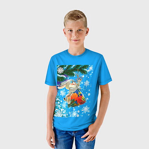 Детская футболка Новогодний подарок для зайки / 3D-принт – фото 3