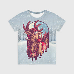 Футболка детская Олень Новогодний, цвет: 3D-принт