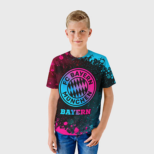 Детская футболка Bayern - neon gradient / 3D-принт – фото 3