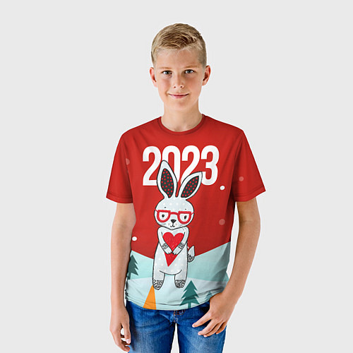 Детская футболка 2023 зайчик с сердечком / 3D-принт – фото 3