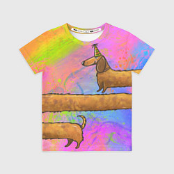 Футболка детская Очень-очень длинная такса, цвет: 3D-принт