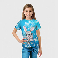 Футболка детская Кролик в очках 2023, цвет: 3D-принт — фото 2