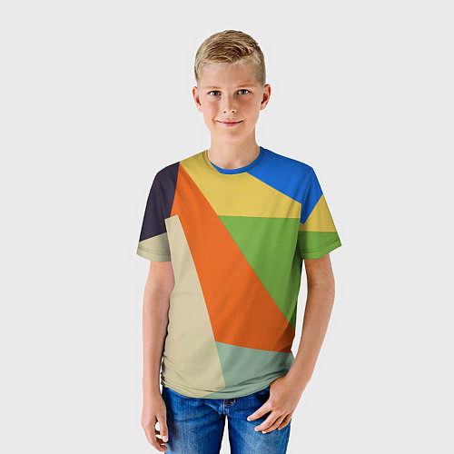 Детская футболка Геометрические разноцветные фигyры / 3D-принт – фото 3