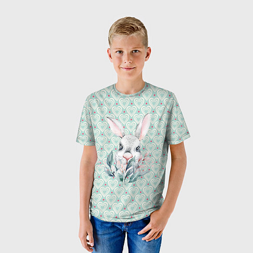Детская футболка Кролик в цветах / 3D-принт – фото 3