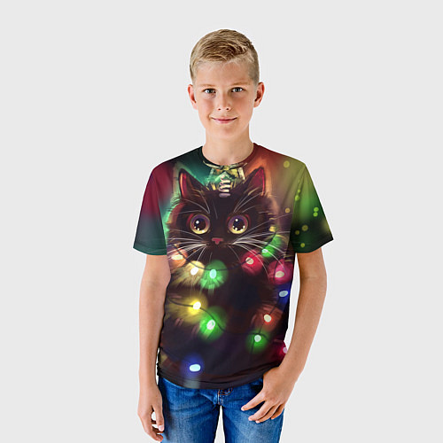 Детская футболка Новый Год Кот / 3D-принт – фото 3