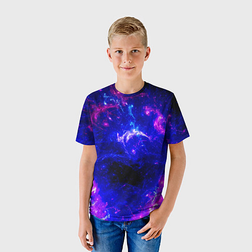 Детская футболка Неоновый космос со звездами / 3D-принт – фото 3