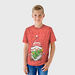 Футболка детская Новогодний гномик с елкой, цвет: 3D-принт — фото 2