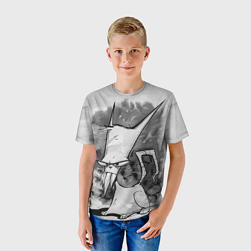 Детская футболка Кот зловред - червяк джим / 3D-принт – фото 3