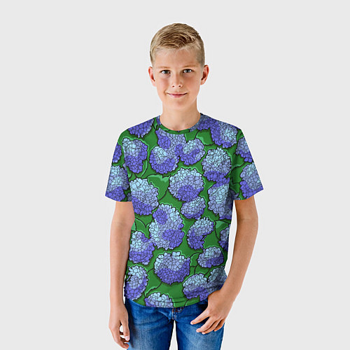 Детская футболка Цветущая гортензия / 3D-принт – фото 3