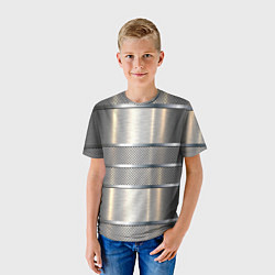 Футболка детская Металлические полосы - текстура алюминия, цвет: 3D-принт — фото 2