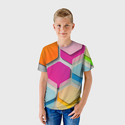 Футболка детская Абстрактные разноцветные геометрические фигуры, цвет: 3D-принт — фото 2