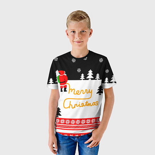Детская футболка Merry christmas - Санта Клаус / 3D-принт – фото 3