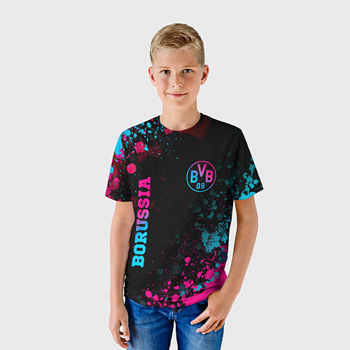 Детская футболка Borussia - neon gradient: надпись, символ / 3D-принт – фото 3