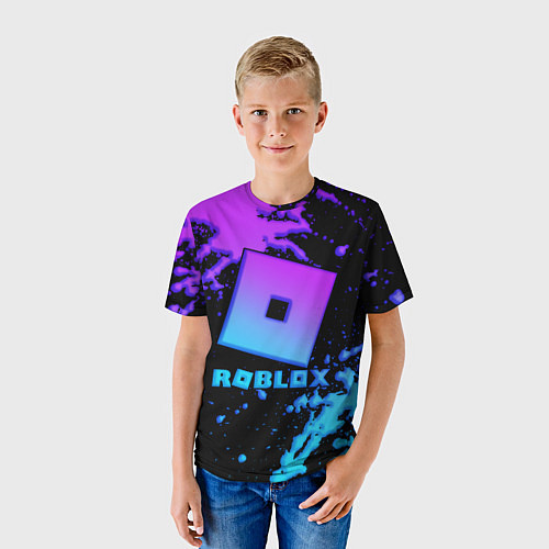 Детская футболка Roblox logo neon gradient / 3D-принт – фото 3
