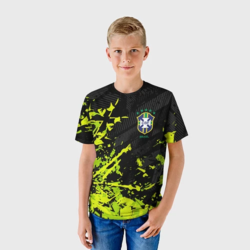 Детская футболка Сборная Бразилия пятна / 3D-принт – фото 3