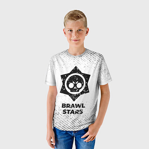 Детская футболка Brawl Stars с потертостями на светлом фоне / 3D-принт – фото 3