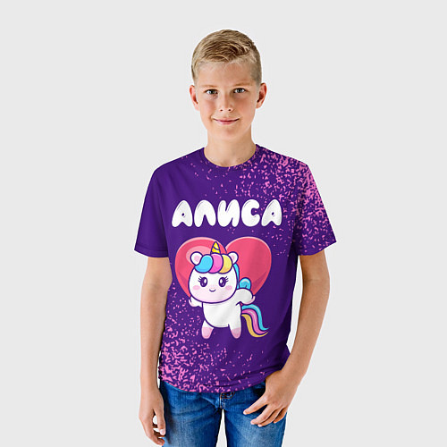 Детская футболка Алиса единорог с сердечком / 3D-принт – фото 3