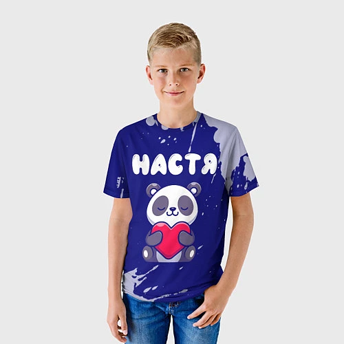 Детская футболка Настя панда с сердечком / 3D-принт – фото 3