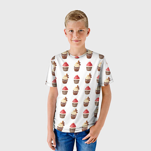 Детская футболка Новогодние кексики, паттерн / 3D-принт – фото 3