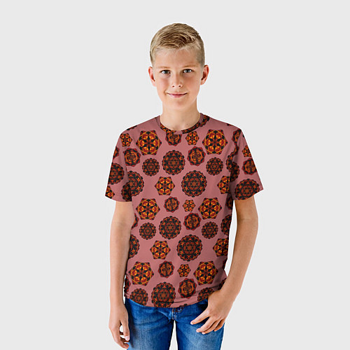 Детская футболка Мандалы на сливовом фоне / 3D-принт – фото 3
