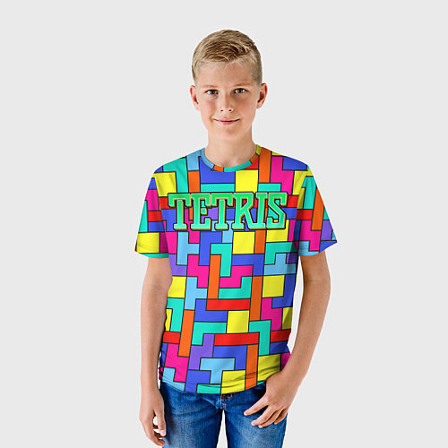 Детская футболка Тетрис - паттерн / 3D-принт – фото 3