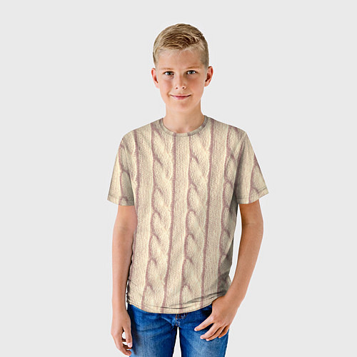 Детская футболка Светлый вязаный свитер / 3D-принт – фото 3