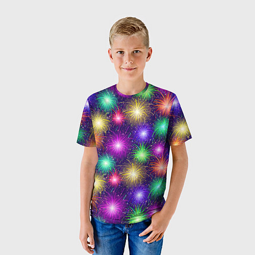 Детская футболка Праздничный салют - фейерверк / 3D-принт – фото 3