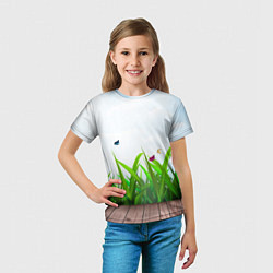 Футболка детская Летняя трава и бабочки, цвет: 3D-принт — фото 2