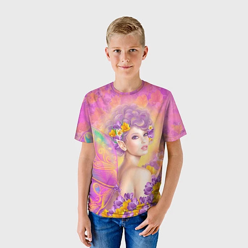 Детская футболка Розовая фея бабочка / 3D-принт – фото 3