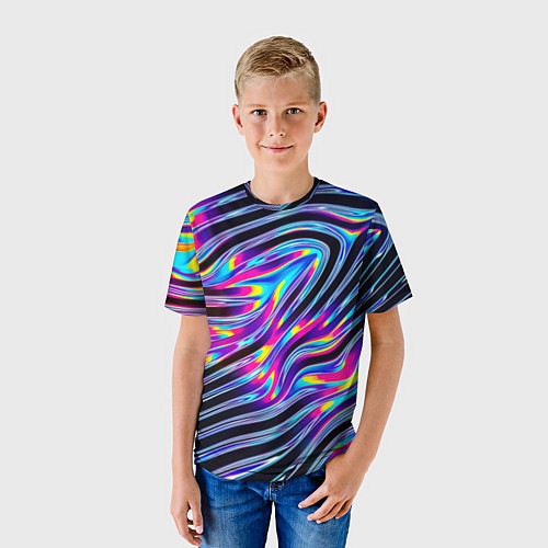 Детская футболка Голографические полосы / 3D-принт – фото 3