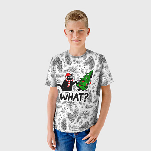 Детская футболка What-котик: новогодний / 3D-принт – фото 3